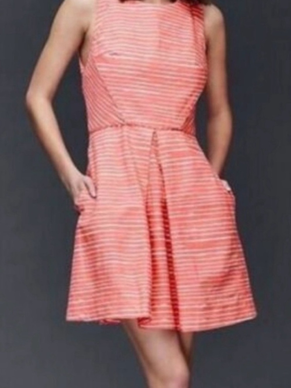 Gap Coral Striped Sleeveless Casual Dress